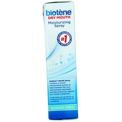 Biotène bottle detail with matte finish hints premium, travel-friendly moisture support.