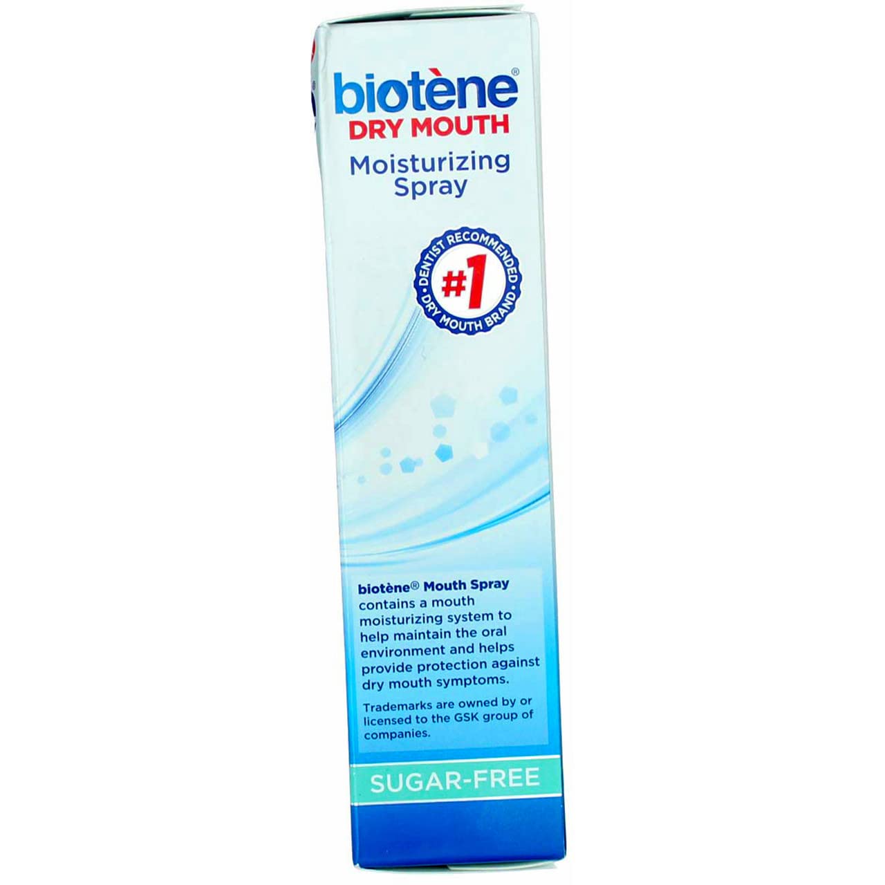 Biotène on-the-go use-case image suggests portable moisture any time.