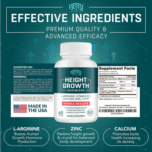 Biotequelab Height Growth capsules close-up for daily height and bone health.