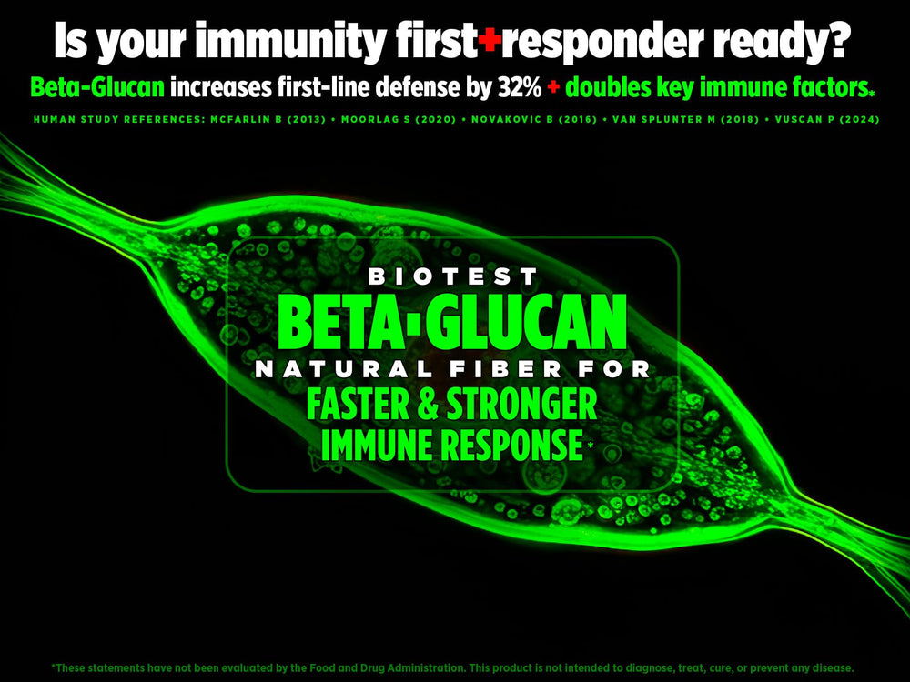 Biotest Beta-Glucan dissolves in water for easy daily immune-friendly intake.