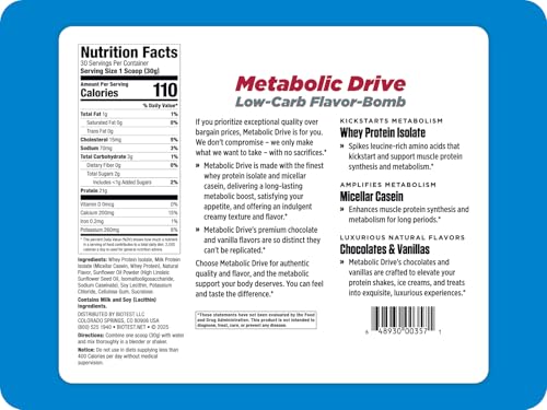 Biotest Metabolic Drive Protein bottle showing 20 servings for daily fueling