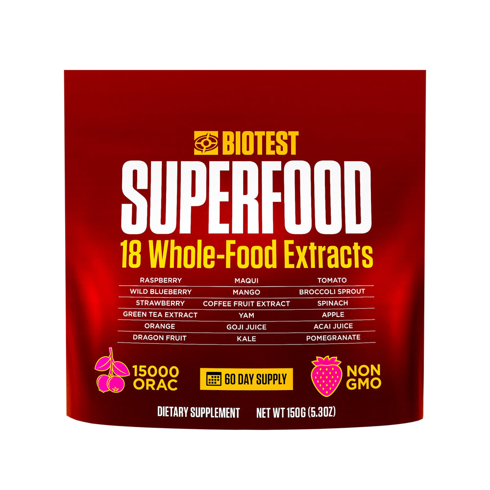 Biotest Superfood bottle-front for daily berry polyphenol support.