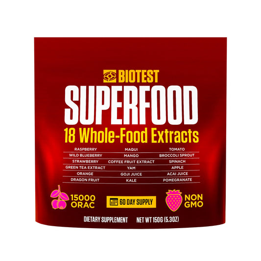Biotest Superfood bottle-front for daily berry polyphenol support.