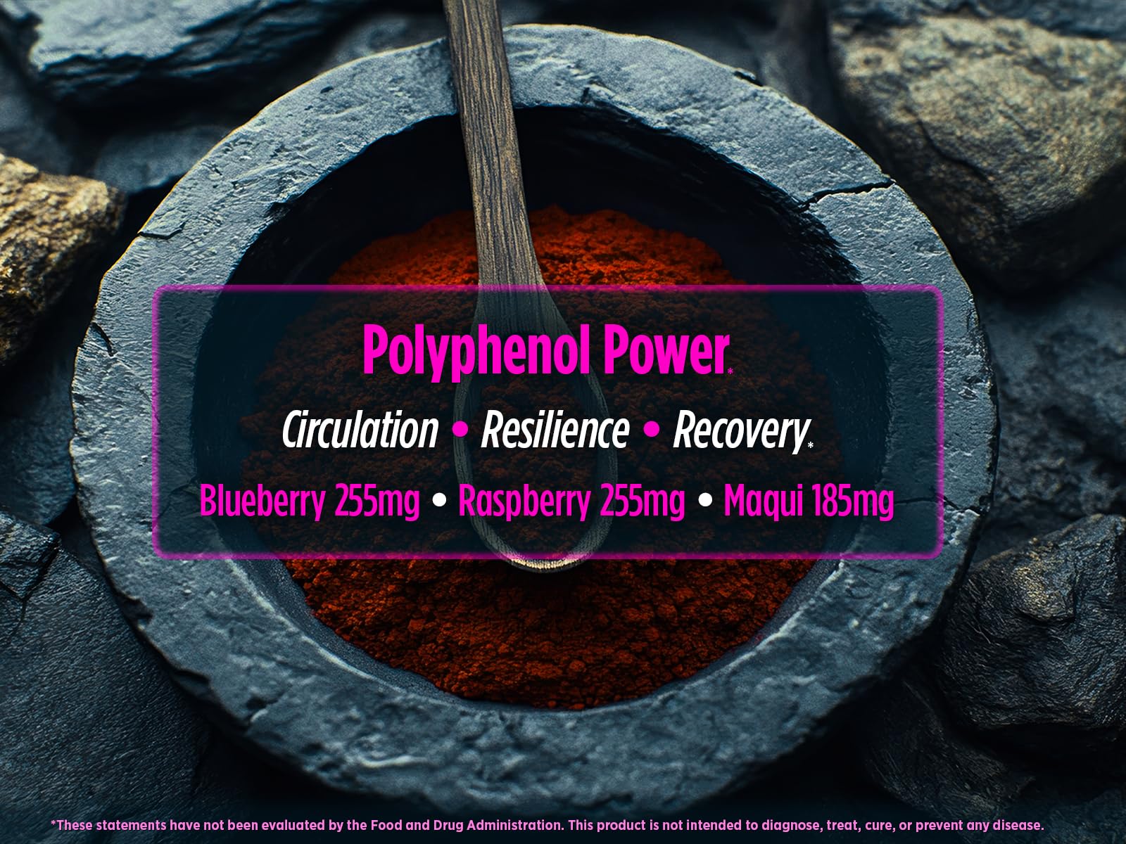Biotest Superfood packaging-outer with clean-label polyphenols.