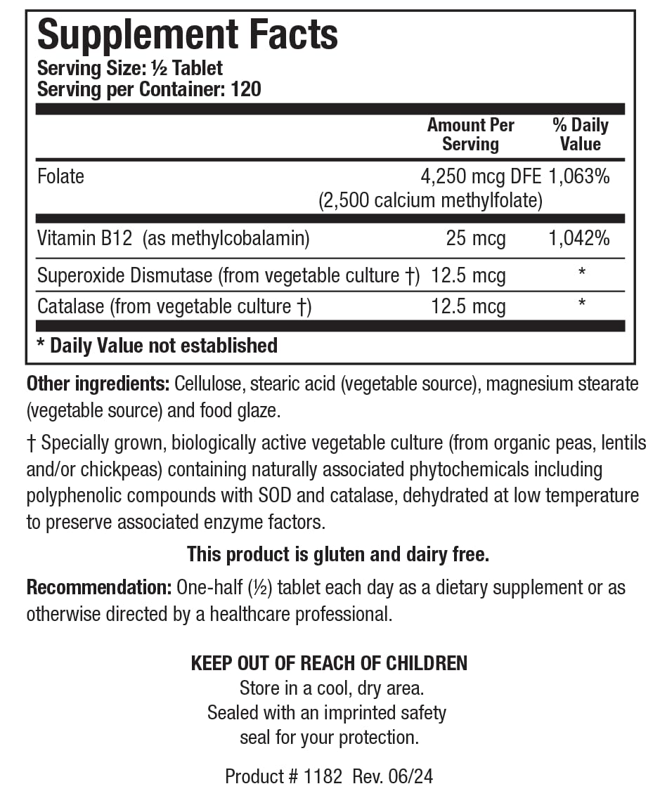 Biotics Research 5-MTHF Plus Forte tablets displayed for mood balance support