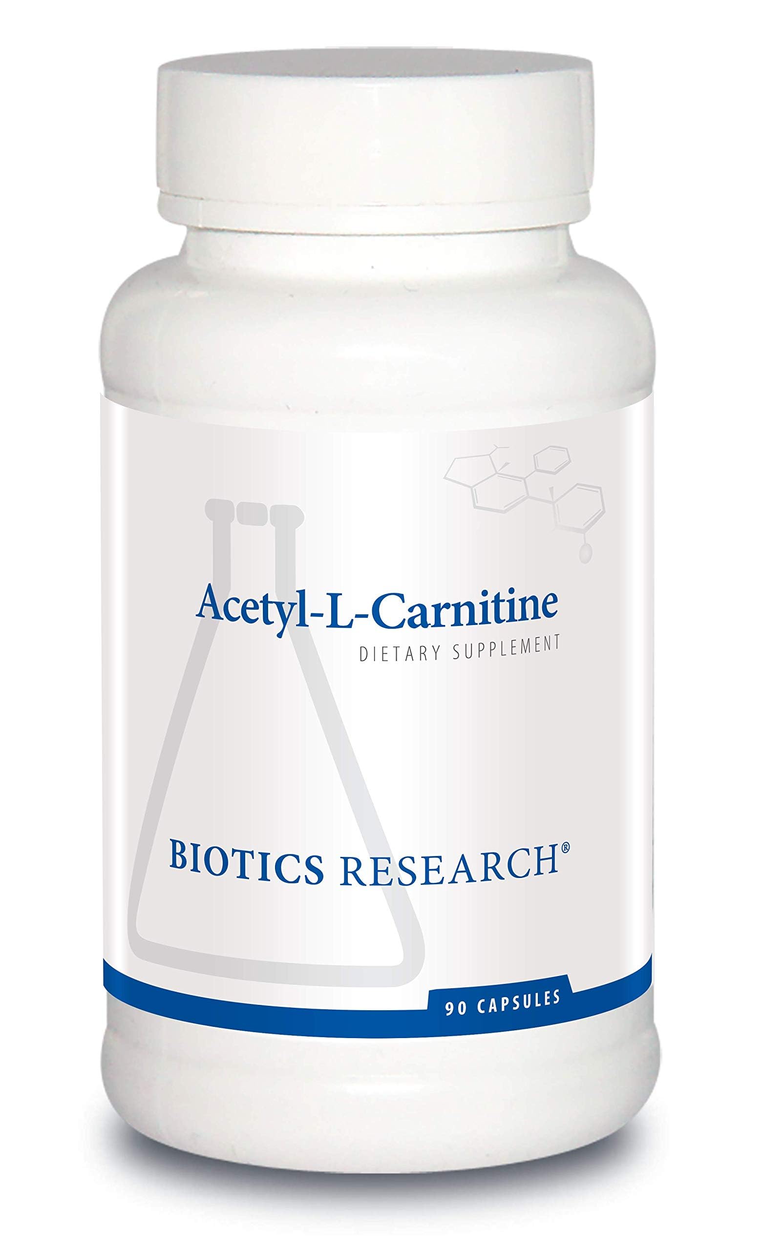 Biotics Research Acetyl L-Carnitine bottle pour supports daily energy for active athletes.