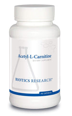 Biotics Research Acetyl L-Carnitine bottle pour supports daily energy for active athletes.