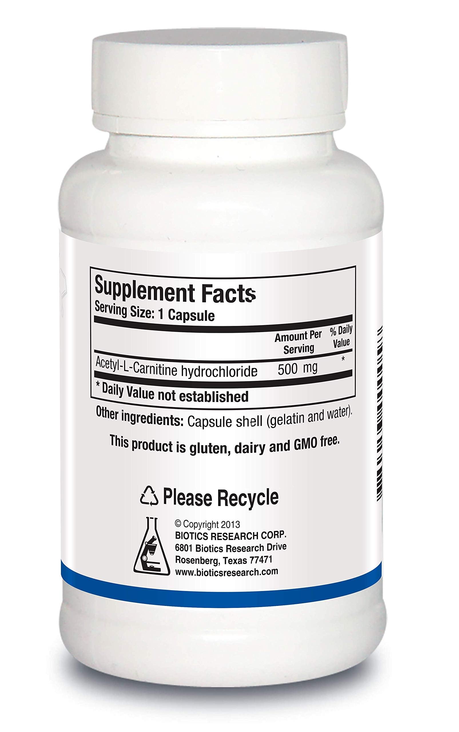 Biotics Research Acetyl L-Carnitine capsules close-up for easy daily supplementation.