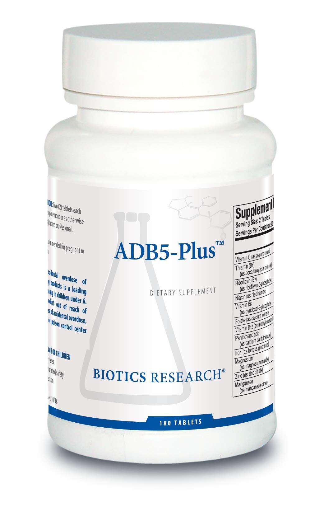 Biotics Research ADB5-Plus bottle-front view signaling adrenal support.