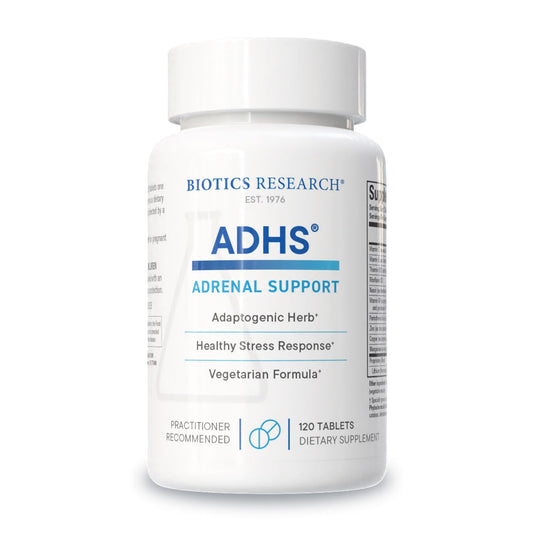 Biotics Research ADHS Adrenal Support bottle for daily balance and resilience.