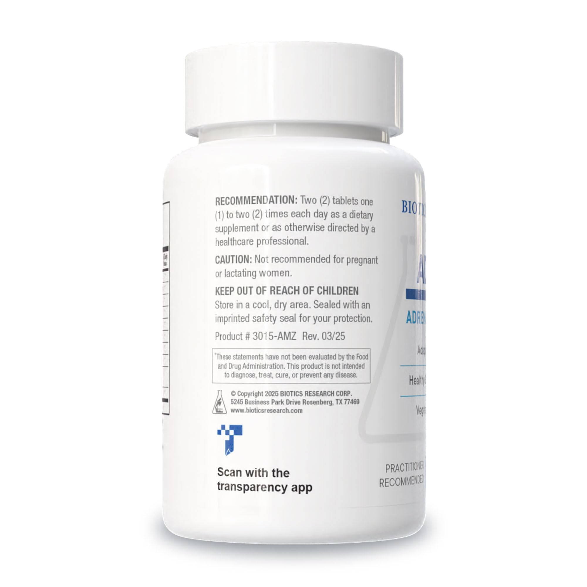 Biotics Research ADHS label close-up showing ingredient transparency.