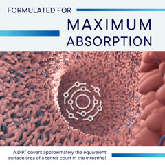 Made-in-USA ADP tablets in gluten-free, GMP-certified facility label.