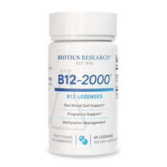 BIOTICS RESEARCH B12-2000 berry lozenge bottle, easy berry flavor for daily use.