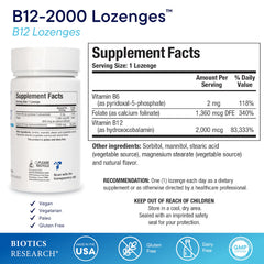 BIOTICS RESEARCH B12-2000 lozenge dissolves quickly for fast absorption.