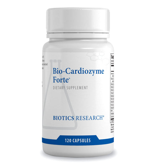Biotics Research Bio Cardiozyme Forte bottle front view for daily heart-support.