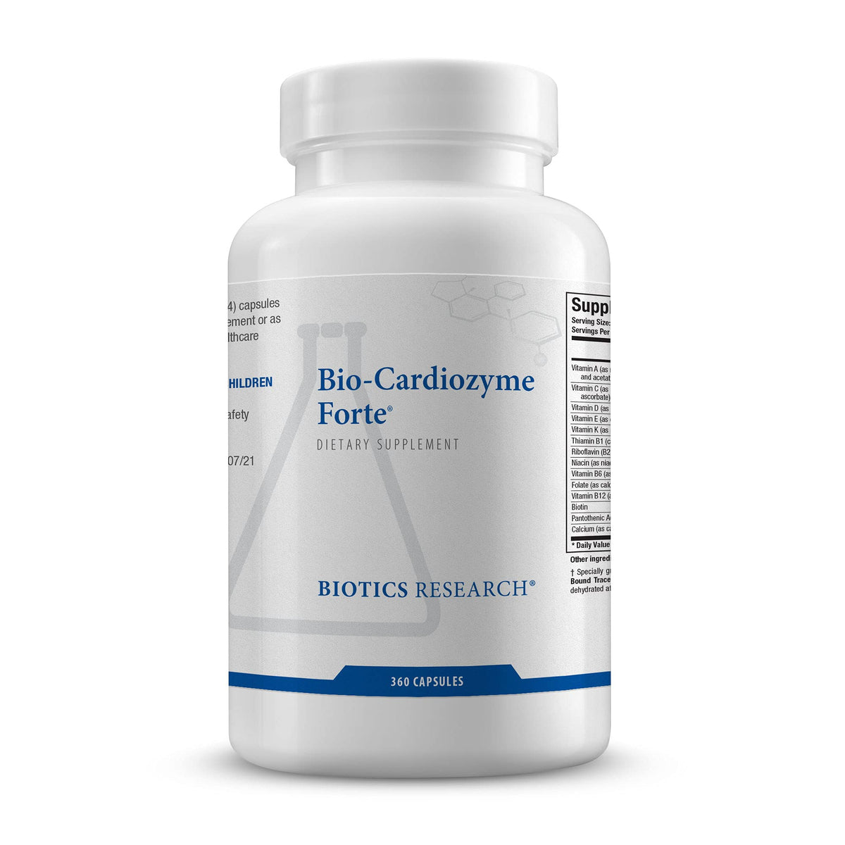 Biotics Research Bio Cardiozyme Forte bottle highlighting heart health support ingredients