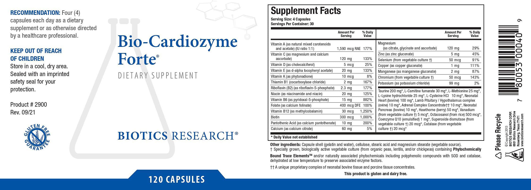 Biotics Research Bio Cardiozyme Forte product showcased in a retail display.