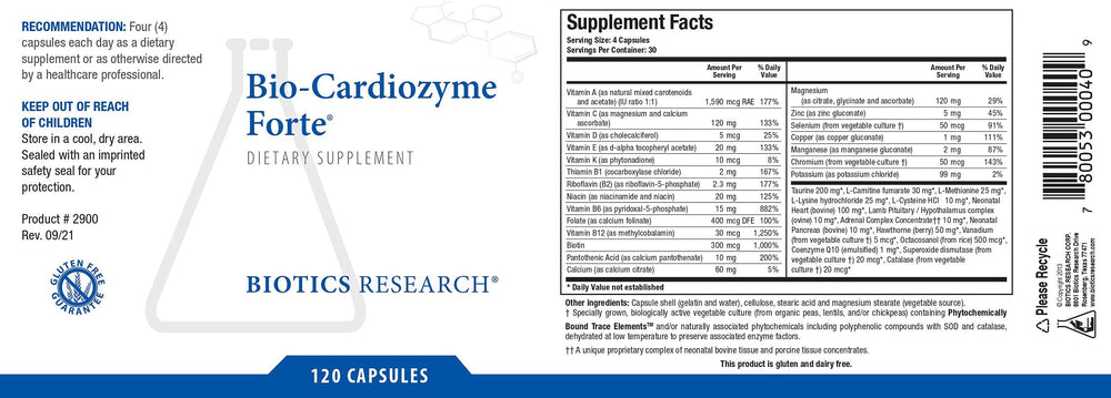 Biotics Research Bio Cardiozyme Forte product showcased in a retail display.