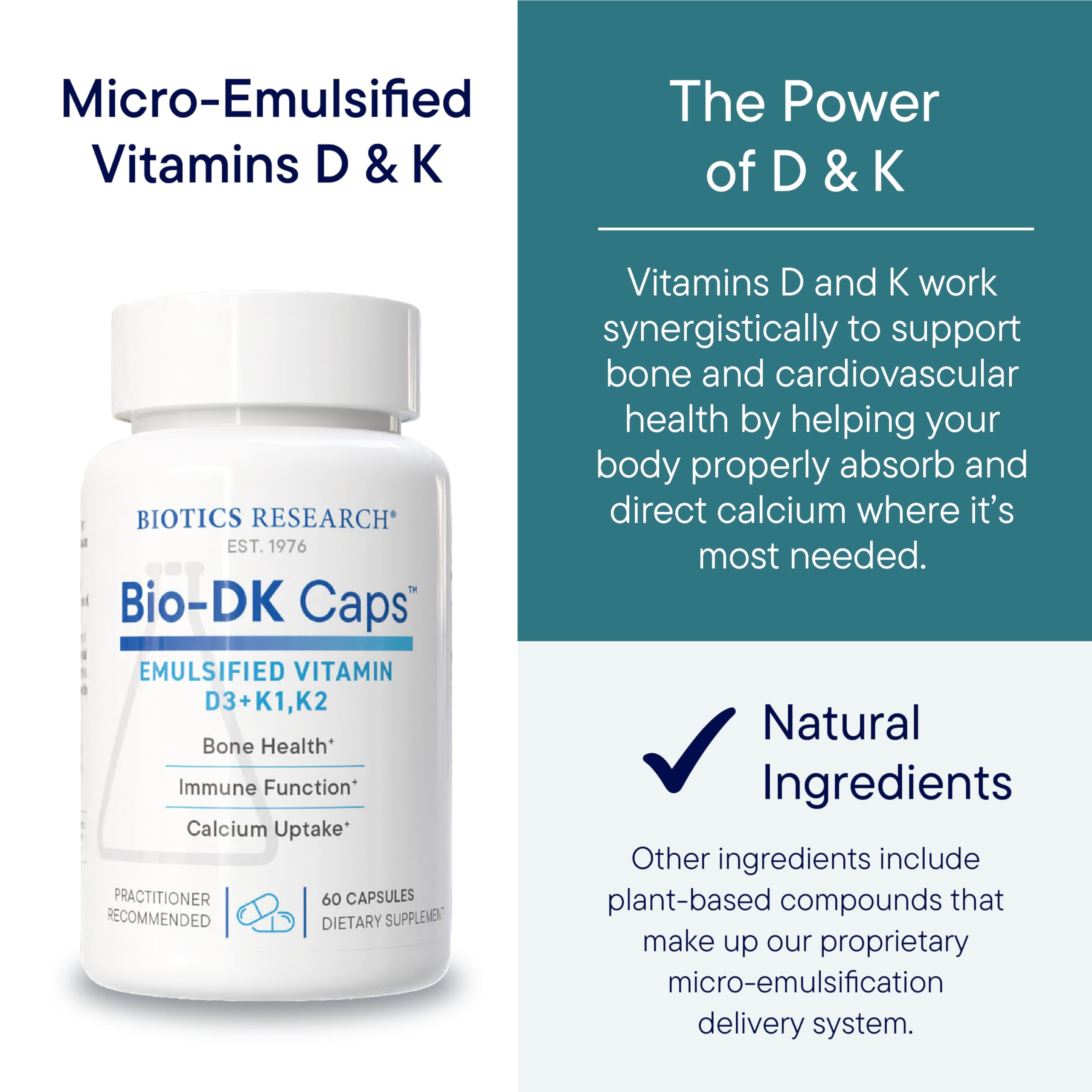 Bio-DK Caps immune support concept visual hints at vitamin D helper peptides