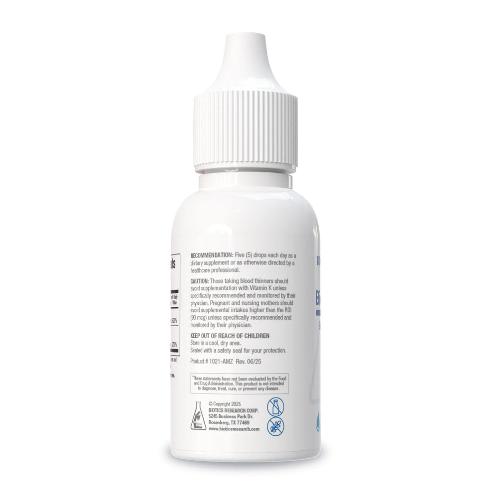 Biotics Research Bio-DK-Mulsion dropper shows liquid D and K designed for quick absorption