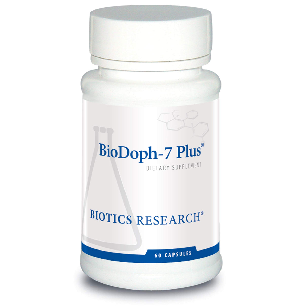 BioDoph7 Plus bottle and capsules supporting daily digestive health.