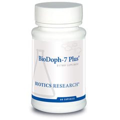 BioDoph7 Plus bottle and capsules supporting daily digestive health.