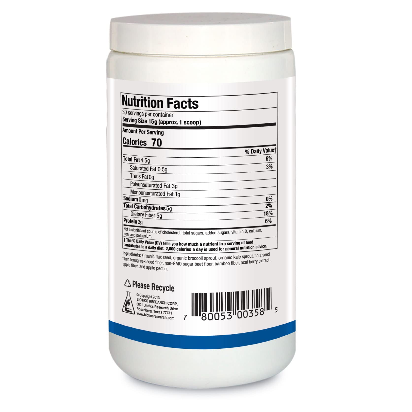BIOTICS RESEARCH BioFiber Complete measuring scoop for accurate daily dosage.