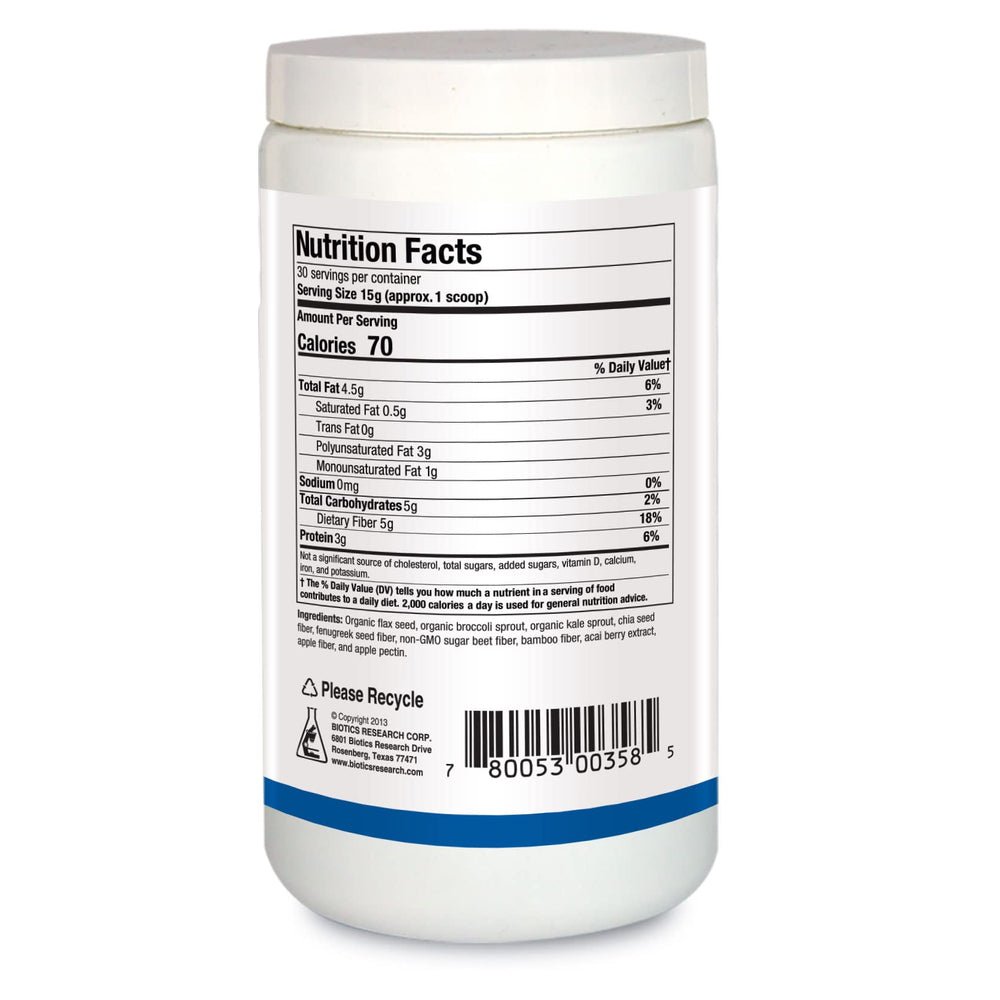 BIOTICS RESEARCH BioFiber Complete measuring scoop for accurate daily dosage.
