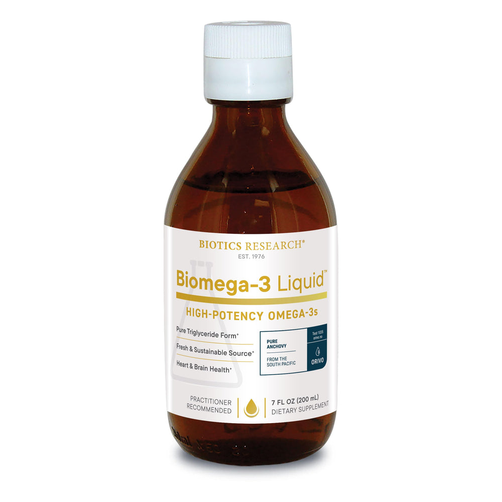Biotics Research Biomega-3 Liquid bottle for daily omega-3 support.