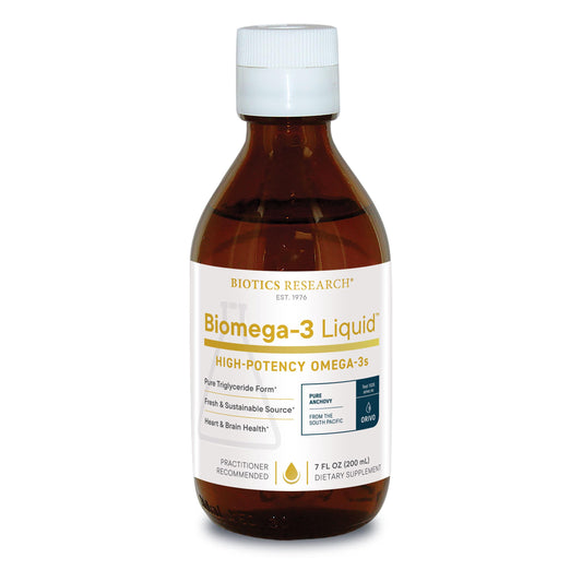 Biotics Research Biomega-3 Liquid bottle for daily omega-3 support.
