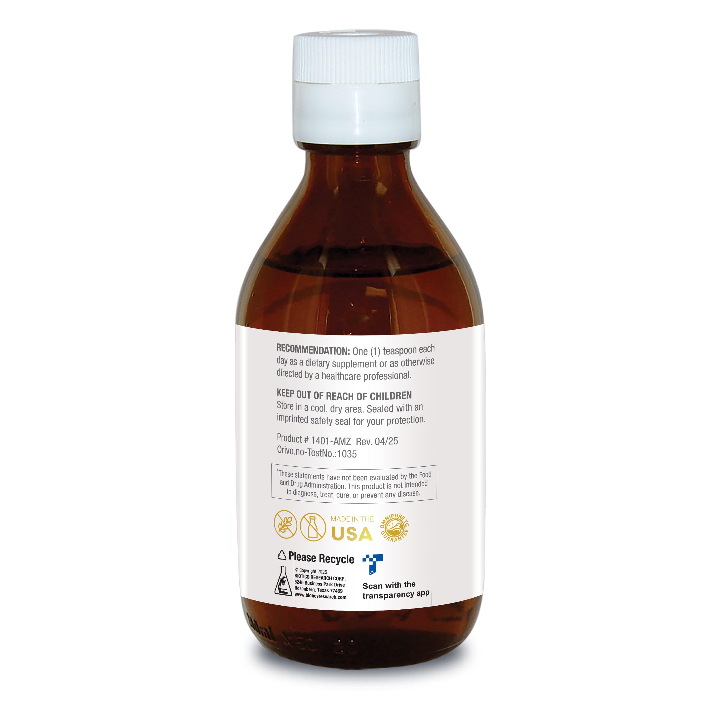 Biomega-3 Liquid label close-up showing ingredients and purity.