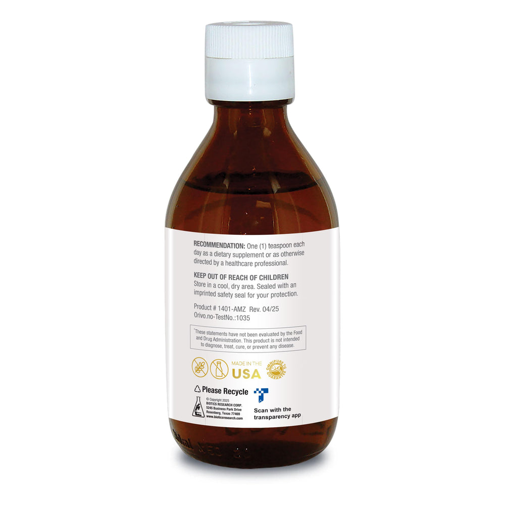 Biomega-3 Liquid label close-up showing ingredients and purity.