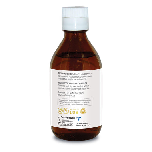 Biomega-3 Liquid label close-up showing ingredients and purity.
