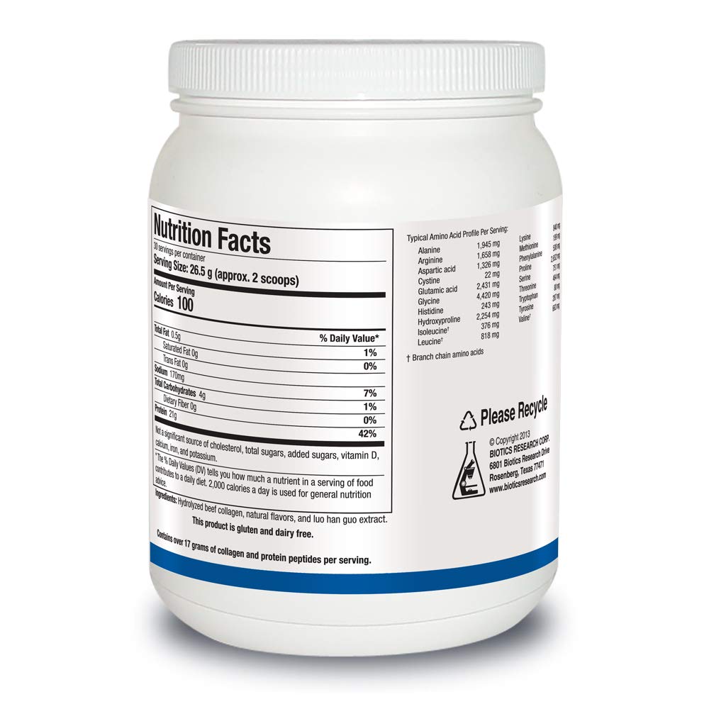 BIOTICS RESEARCH collagen protein vanilla creme powder ready to mix in shakes