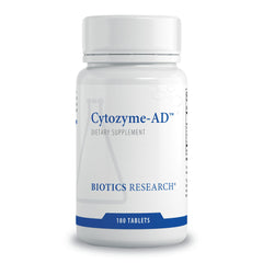 Biotics Research Cytozyme-AD adrenal support bottle front promotes daily wellness and stress-related energy balance.