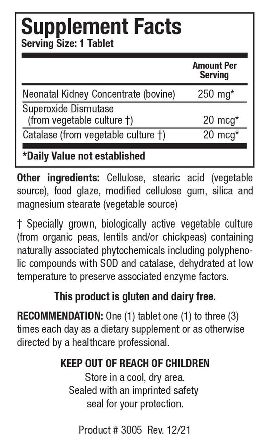 Cytozyme KD neonatal kidney label close-up highlighting neonatal bovine kidney concentrate.