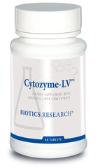 Biotics Research Cytozyme LV neonatal liver bottle showing its liver-support formula.