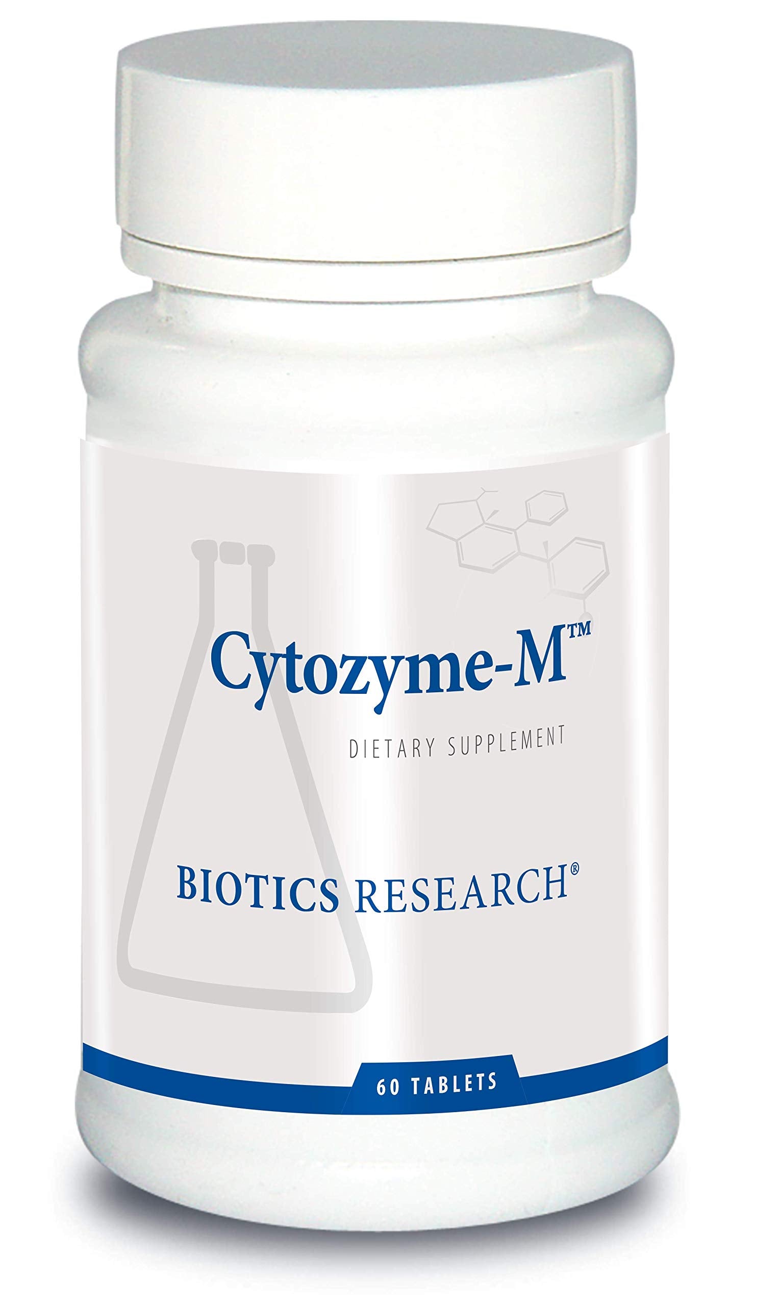 Biotics Research Cytozyme-M bottle highlighting daily male hormone support and antioxidant potential