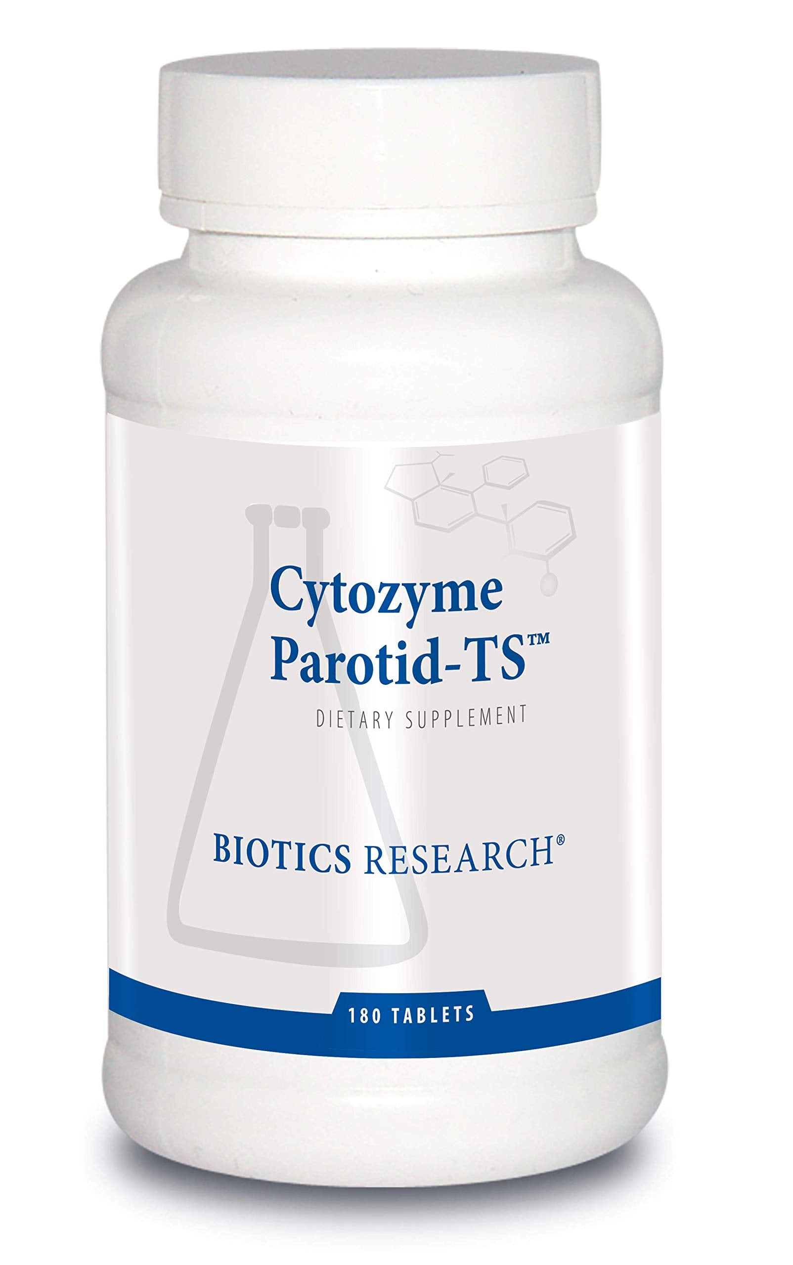 Biotics Research Cytozyme Parotid TS bottle, packaging emphasizes parotid support and digestion.