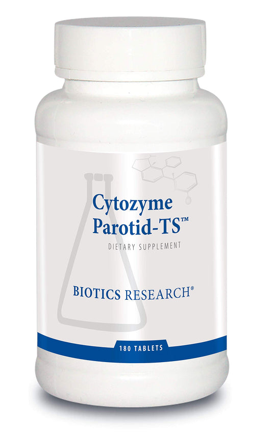 Biotics Research Cytozyme Parotid TS bottle, packaging emphasizes parotid support and digestion.