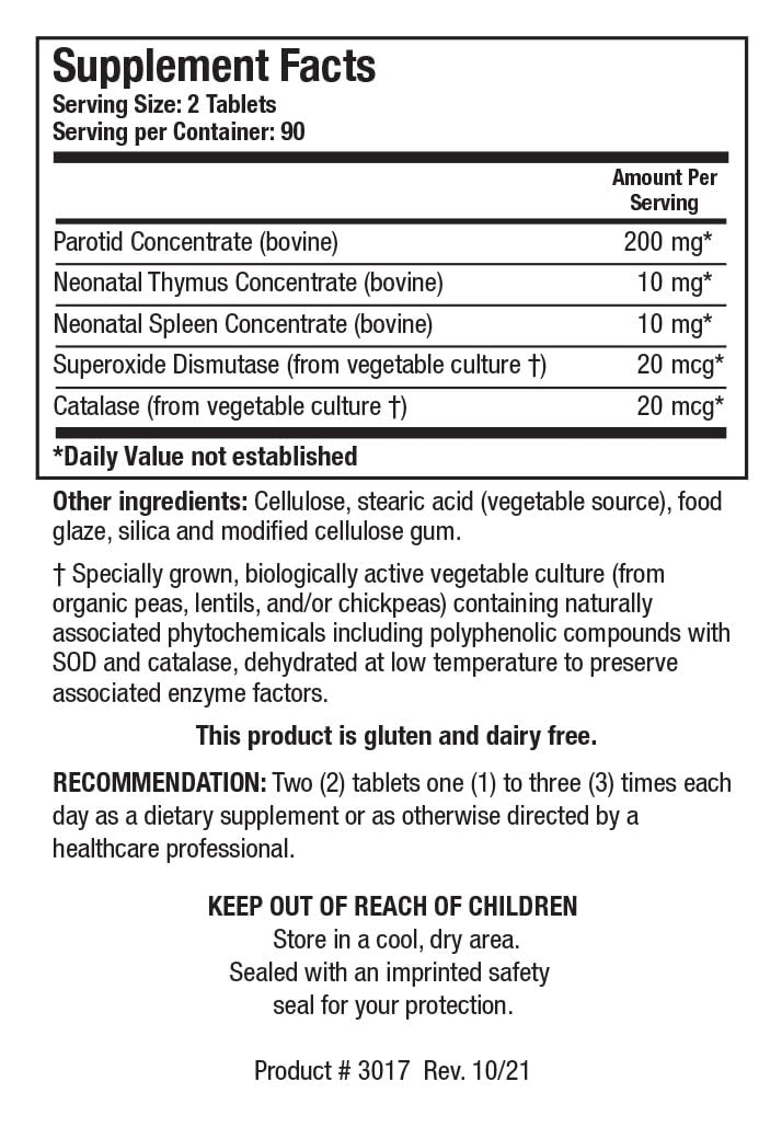 Cytozyme Parotid TS tablets by Biotics Research, convenient daily support for enzymes.