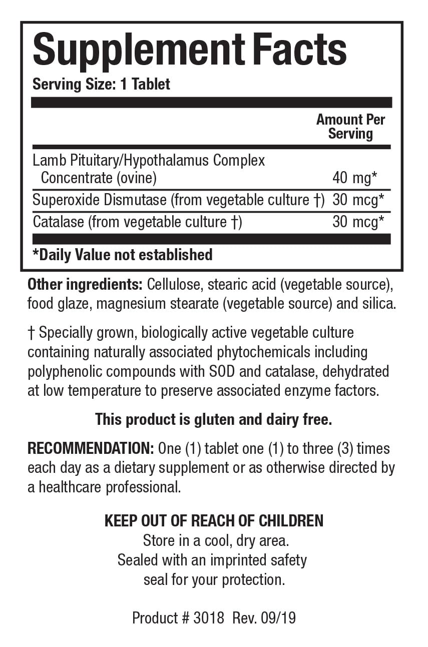Cytozyme PT/HPT tablets shown in blister pack convenient brain and adrenal support