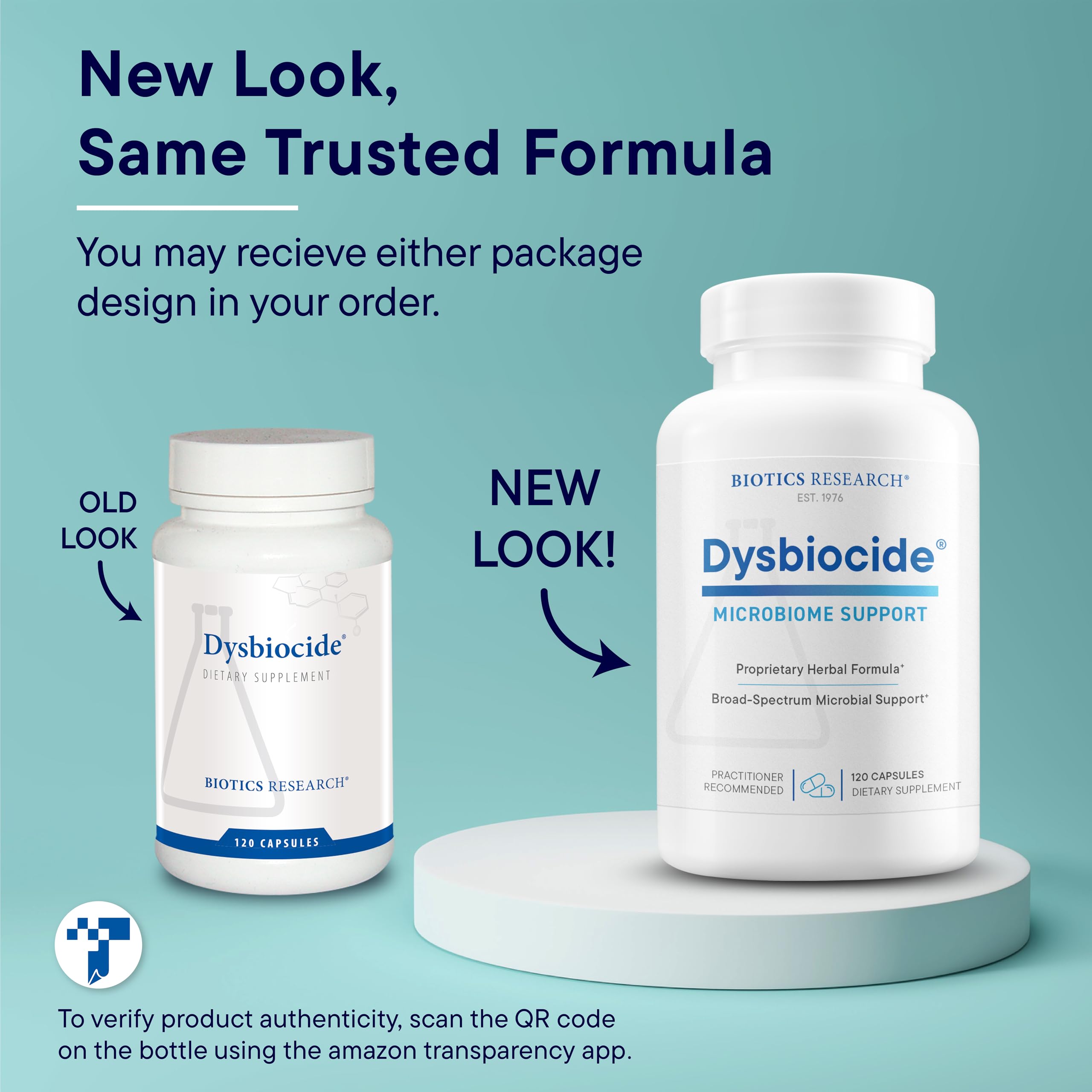 USA-made Dysbiocide capsules shown in clean packaging.