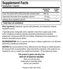 Close-up of Biotics Research EGCG 200 mg capsules for daily wellness.