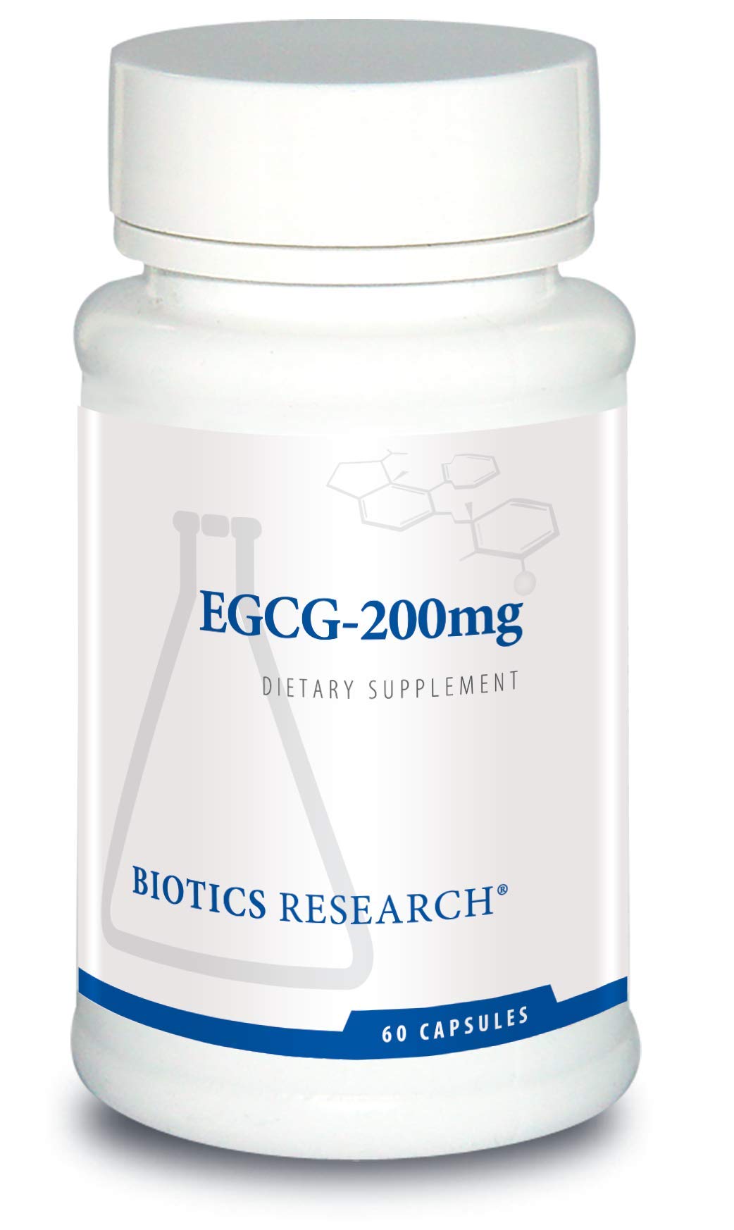 Biotics Research EGCG 200 mg bottle with capsules for antioxidant intake.