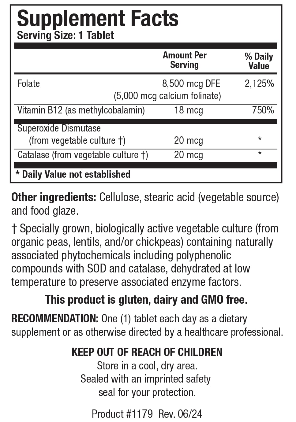Biotics Research Folate 5 Plus bottle label showing ingredients and high-potency folate.