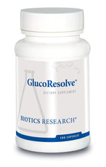 Biotics Research GlucoResolve bottle front, complete daily multivitamin for metabolic support