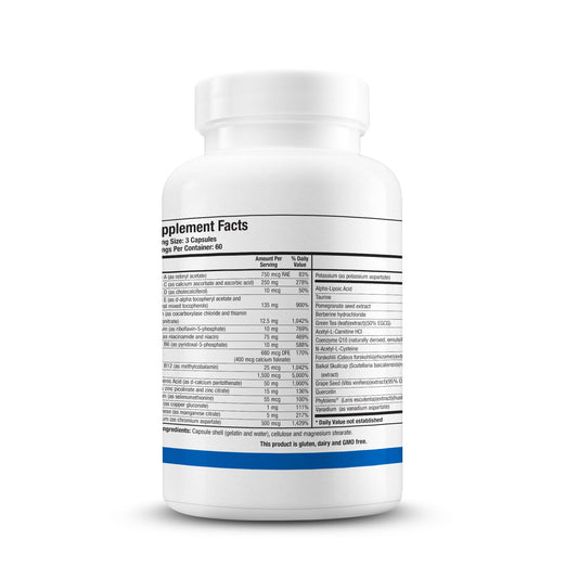 Biotics Research GlucoResolve bottle pour shows convenient daily supplementation for energy