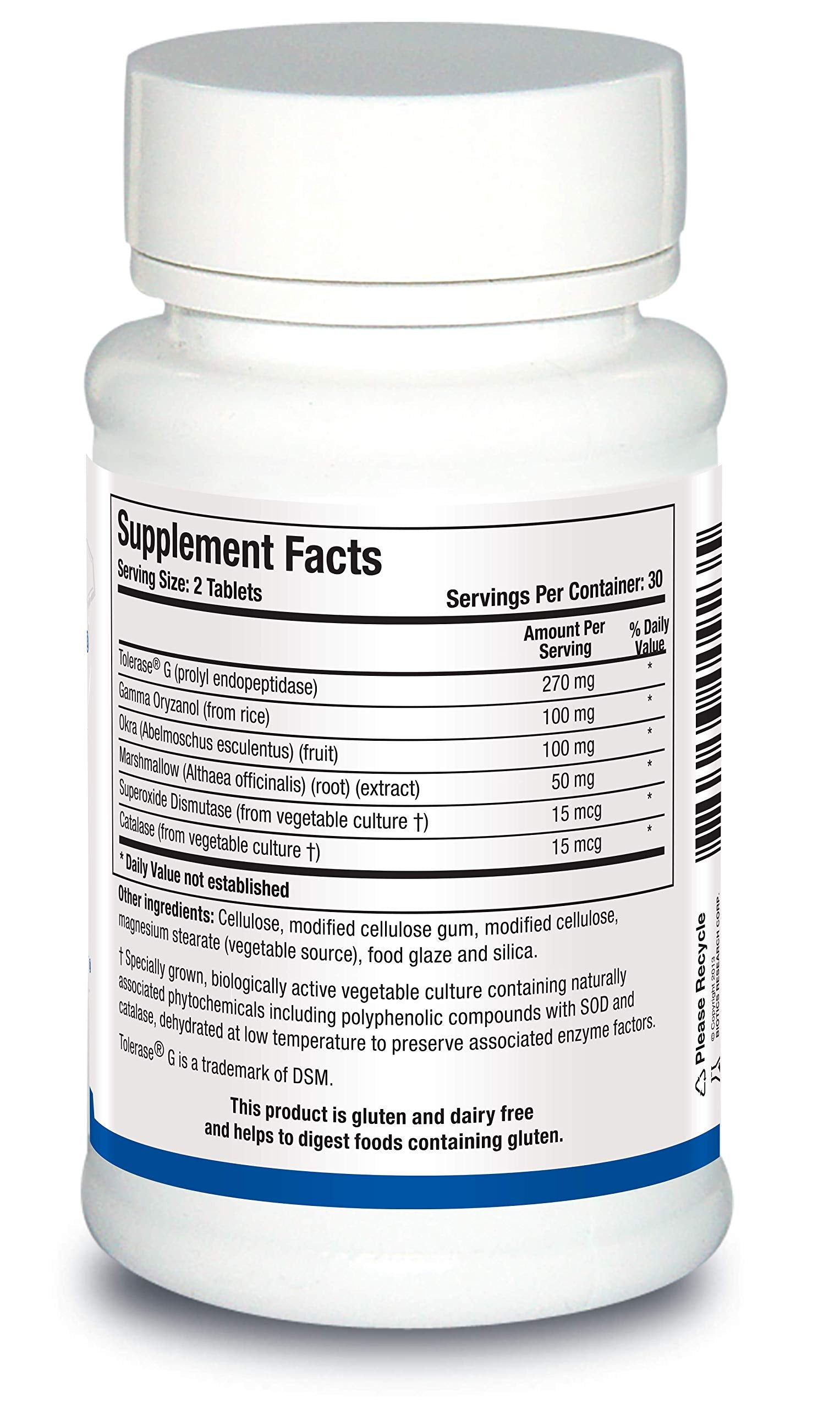 Biotics Research Gluterase label view emphasizing gluten digestion aid for meals