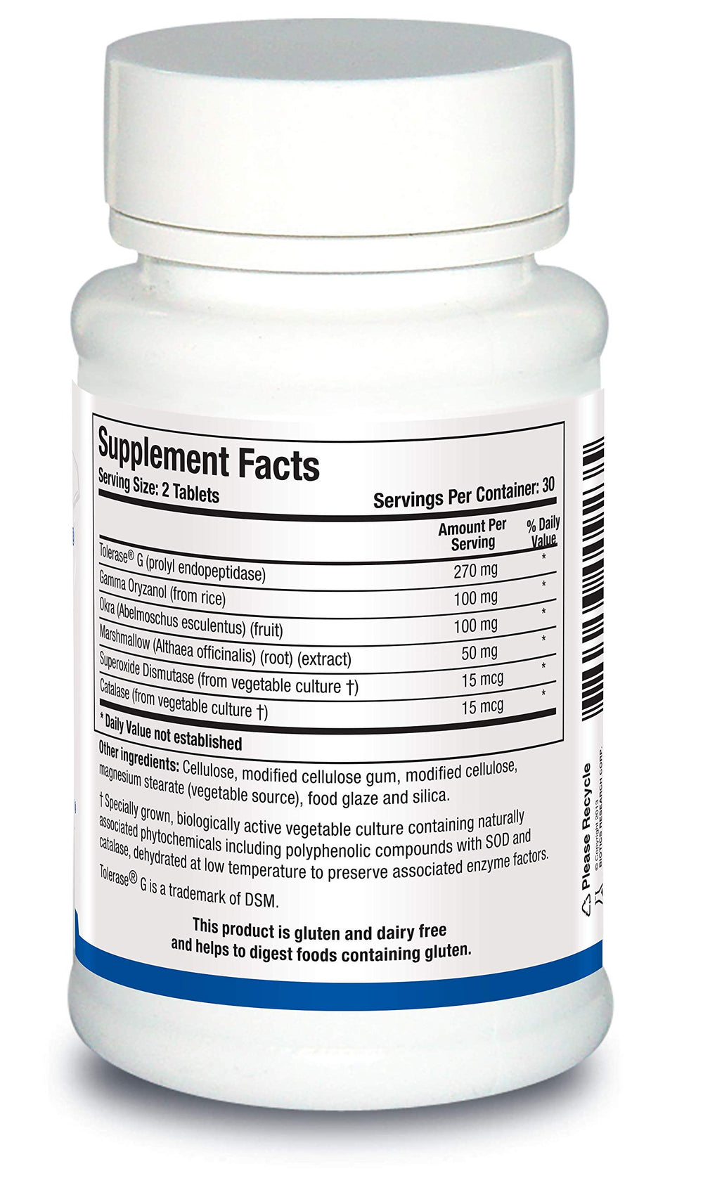Biotics Research Gluterase label view emphasizing gluten digestion aid for meals
